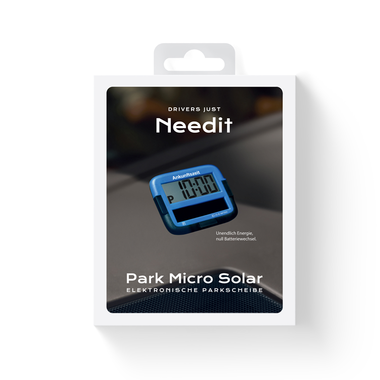 Needit Park Micro Solar solarbetriebene Parkscheibe Blau