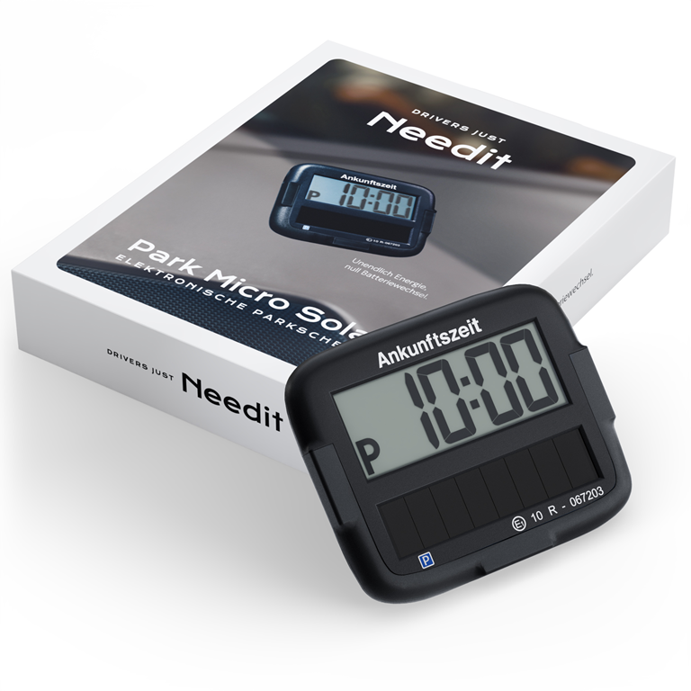 Needit Park Micro Solar solarbetriebene Parkscheibe Schwarz & Blau Set