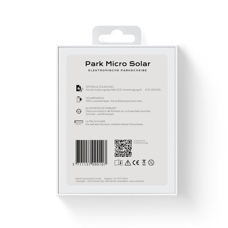 Needit Park Micro Solar solarbetriebene Parkscheibe Blau