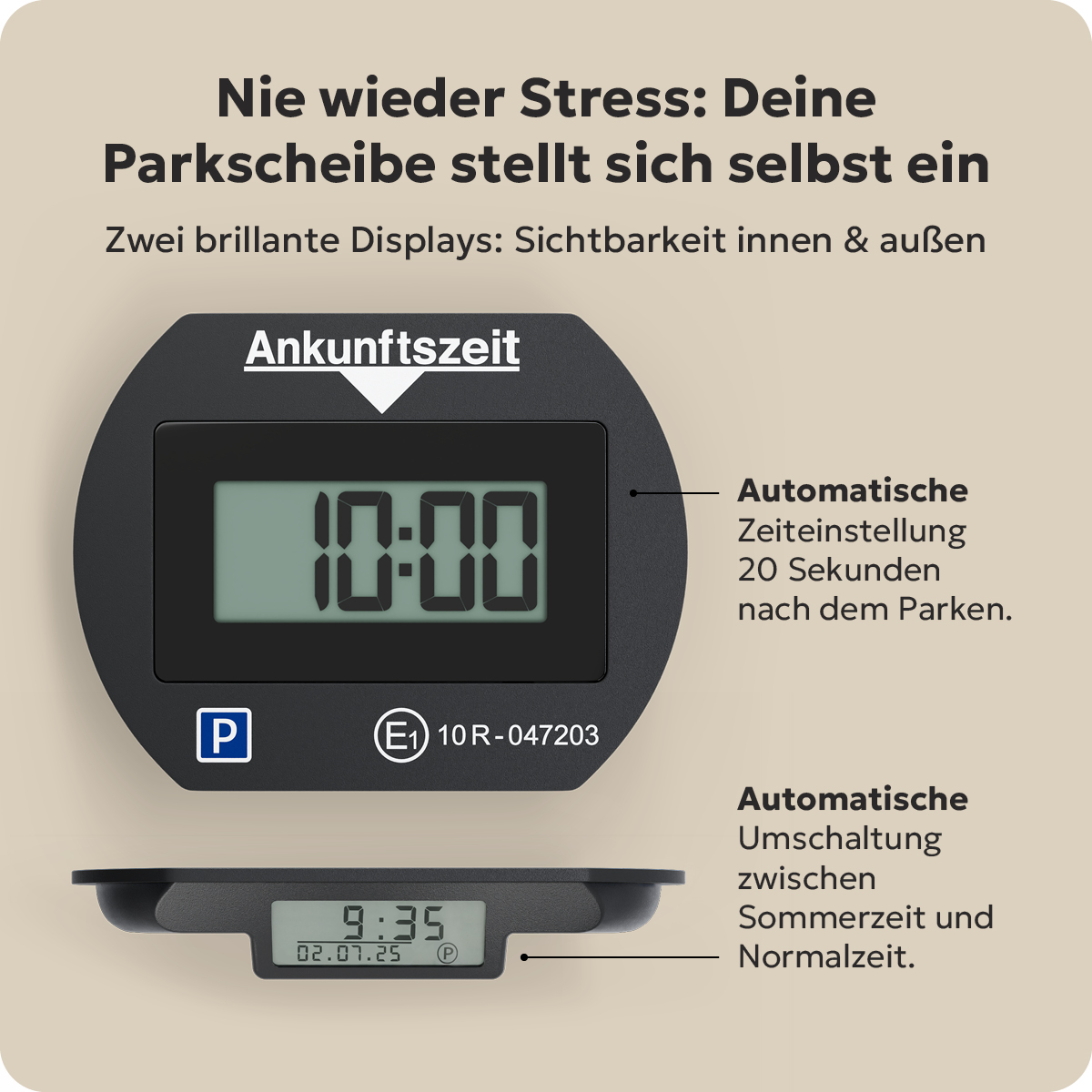 Needit Park Lite Vollautomatische Parkscheibe, Schwarz