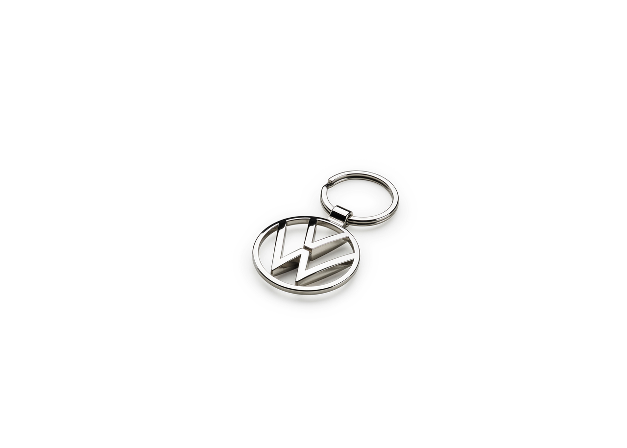 VW Volkswagen Schlüsselanhänger mit VW Logo silber, New Logo