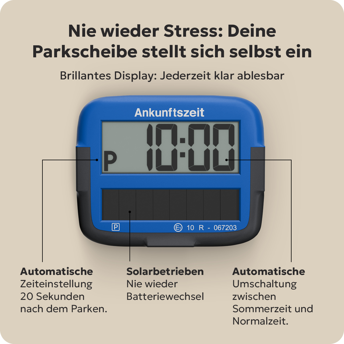 Needit Park Micro Solar solarbetriebene Parkscheibe Schwarz & Blau Set