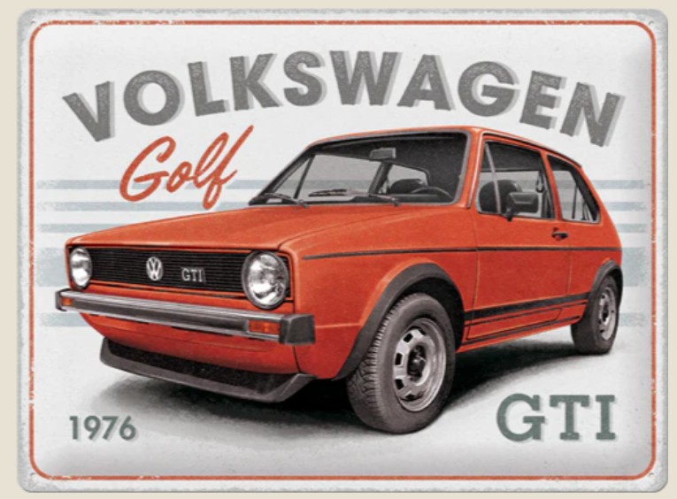 VW Retro-Blechschild Golf GTI