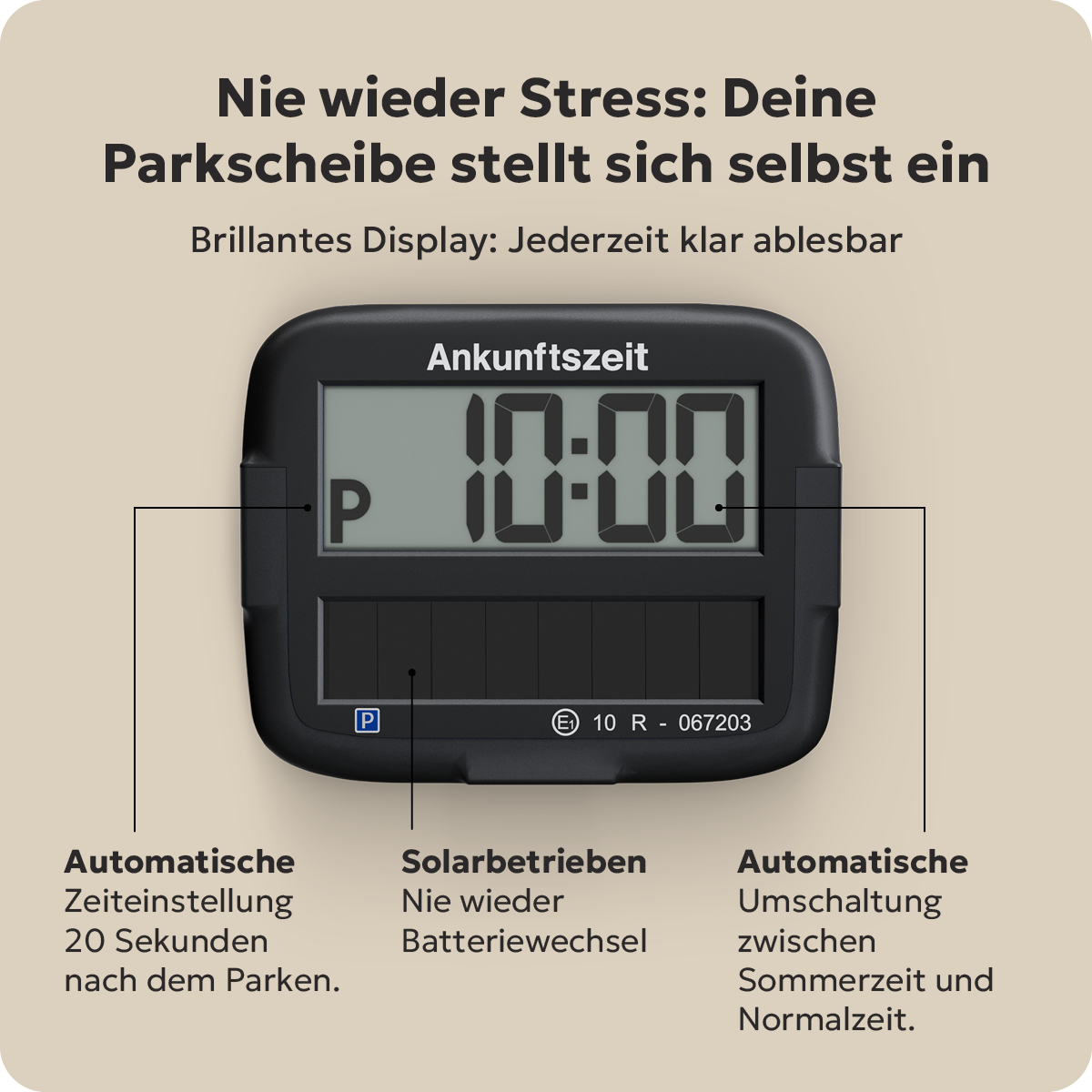 Needit Park Micro Solar solarbetriebene Parkscheibe Schwarz