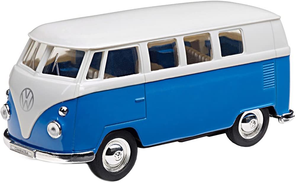 Volkswagen 211087511A Spielzeugauto T1 1:38 mit Rückziehfunktion, Blau/Weiß