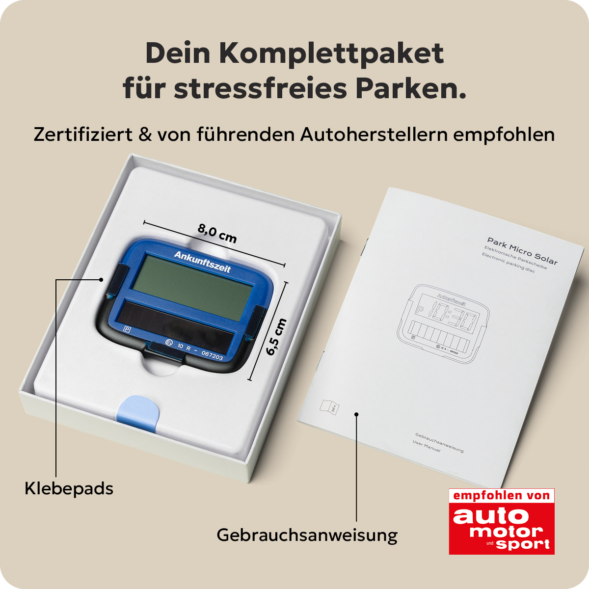 Needit Park Micro Solar solarbetriebene Parkscheibe Blau