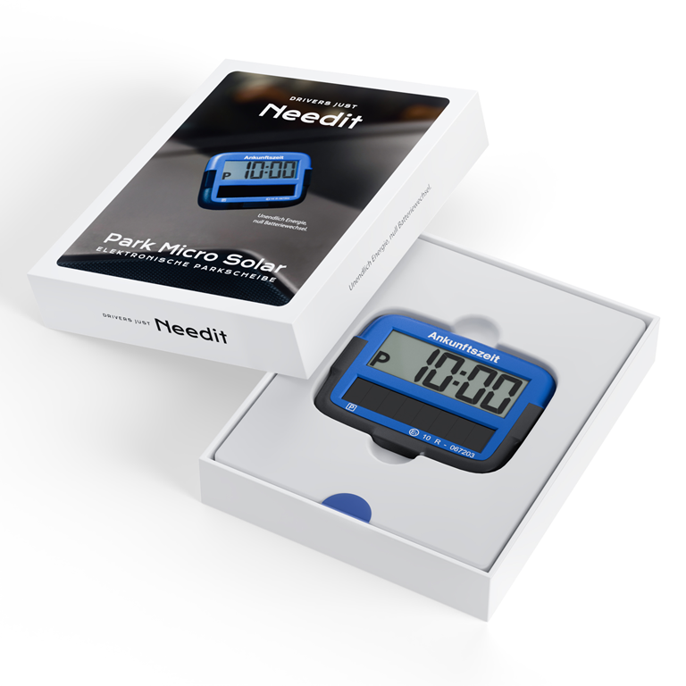Needit Park Micro Solar solarbetriebene Parkscheibe Blau