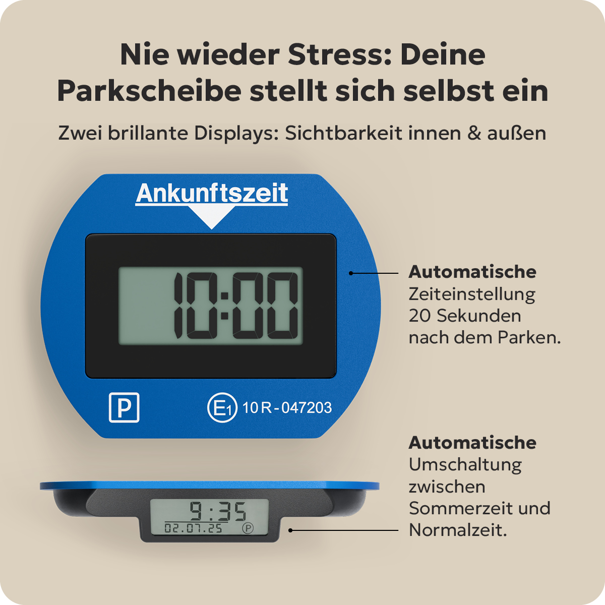 Needit Parklite Vollautomatische Parkscheibe, Blau